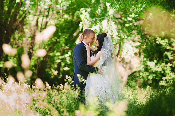 The bride and groom in nature, decor, peonies, flowers, lifestyle, marriage, family, love
