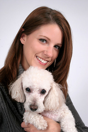 Smiling woman  with her dog